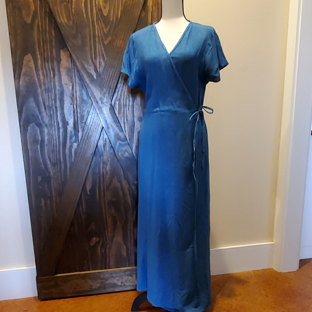 New Maxi Chambray Wrap Dress